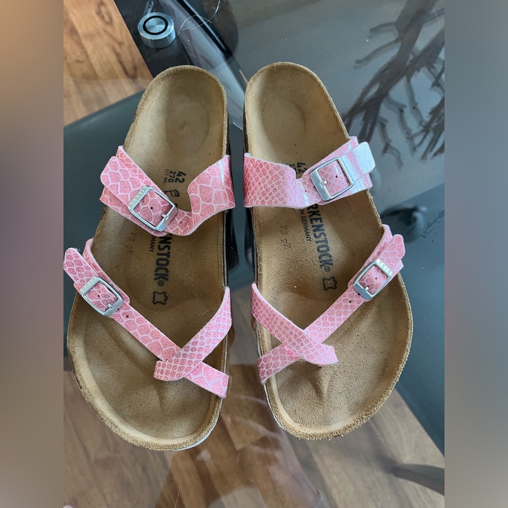 Pink snakeskin birkenstock